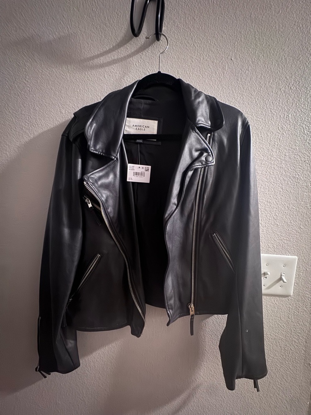 American Eagle Outfitters Black Faux Leather Biker Jacket